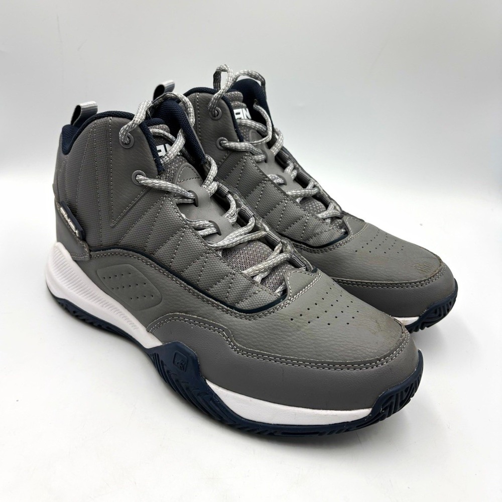 AND1 Gray/White/Navy Mid Top Lace-Up Athletic Sneakers Solid Sports Men's US 8.5